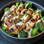 Grilled Chicken & Broccoli Bowls with Creamy Garlic Sauce