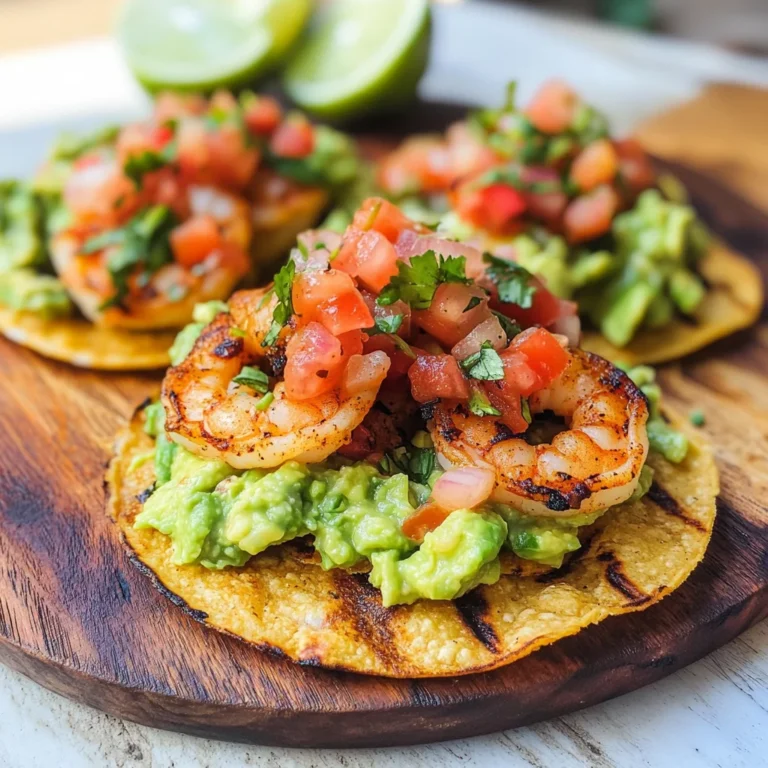 Grilled Shrimp Tostadas with Guacamole & Pico de Gallo
