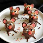 Halloween Dessert - Strawberry and Chocolate fudge mice