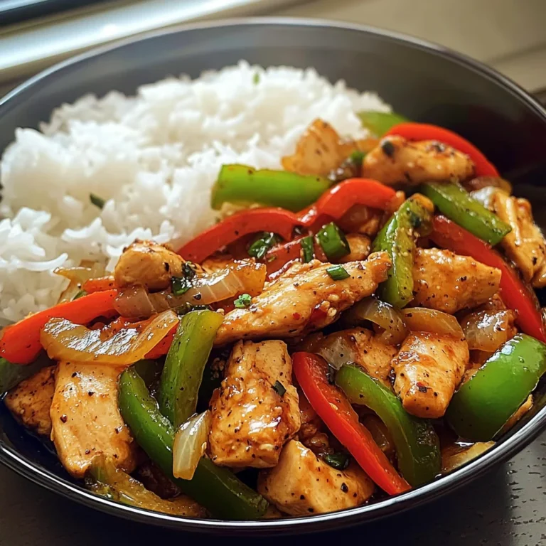 Spicy Garlic Pepper Chicken Stir-Fry with Steamed Rice